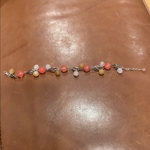 Peach and cream bead silver bracelet